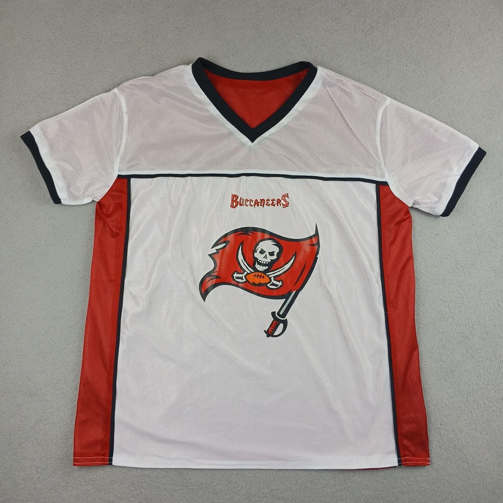 BDA NFL Flag Football Jersey Mens Large White Tampa Bay Buccaneers Play60 Mesh
